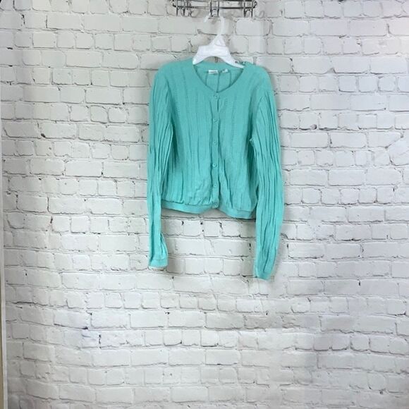 GAP Kids Mint Green Button Down Ribbed Cardigan Spring Sweater Girls Size 10 - Picture 3 of 7